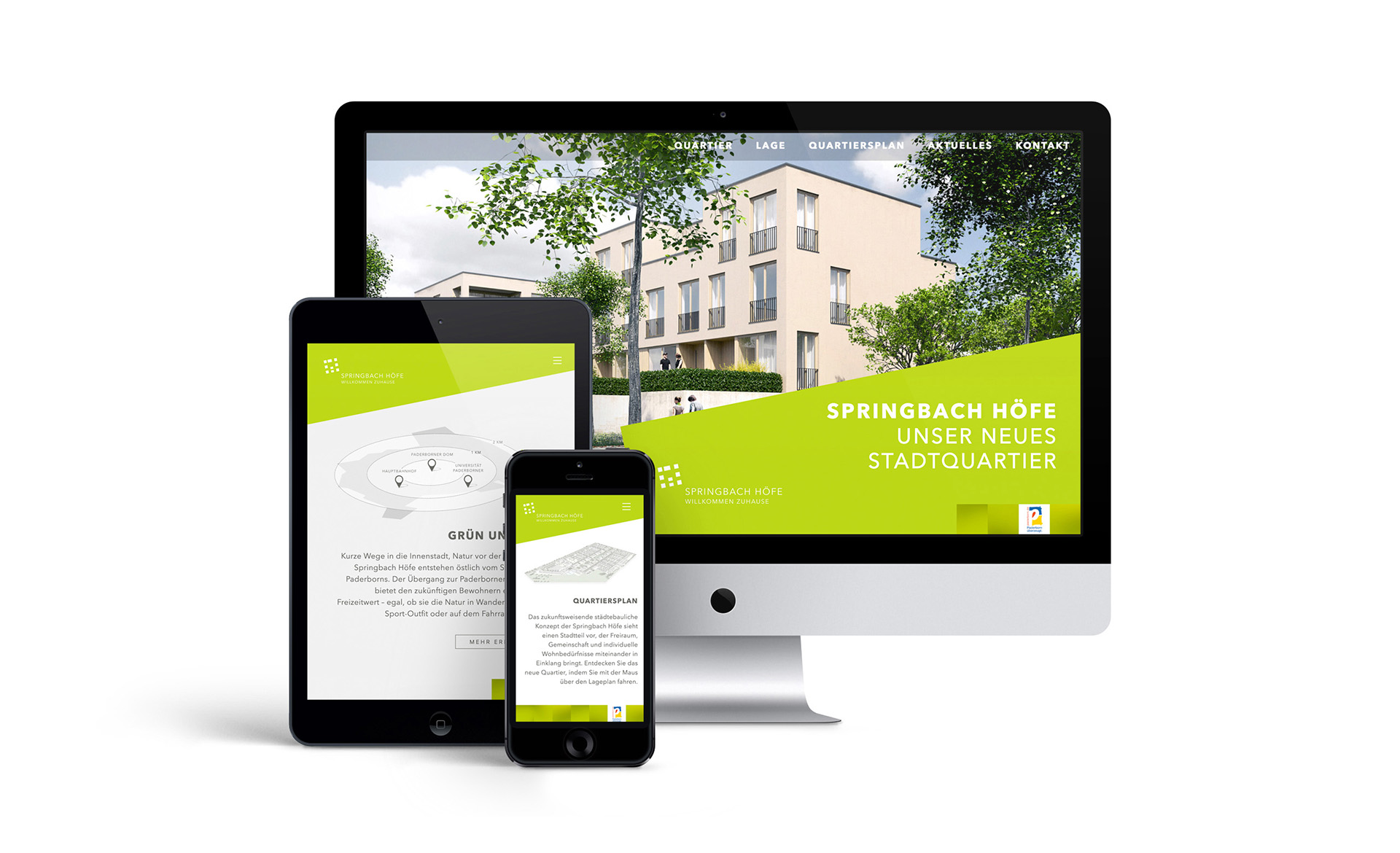 Website Springbach Höfe — responsive Ansichten
